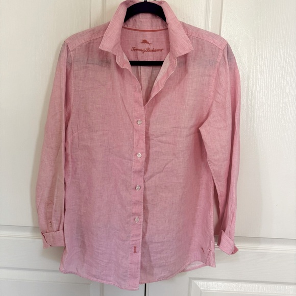 Tommy Bahama Pink Linen Blouse - Picture 1 of 5